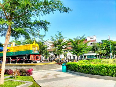 Tegal, Central Java, Endonezya 'daki Pancasila anıtının güzelliği.