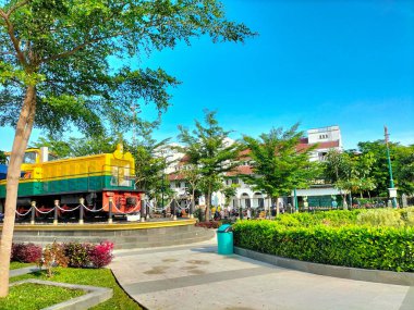 Tegal, Central Java, Endonezya 'daki Pancasila anıtının güzelliği.