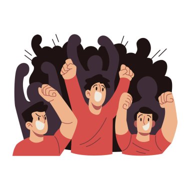 Futbol Seyircileri Neşeli Vektör Çizgi Film İllüstrasyonu