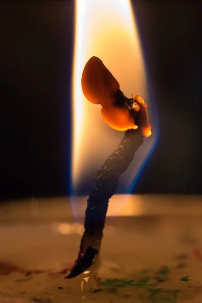 Burning Candle Black Background Close — Stock Photo, Image