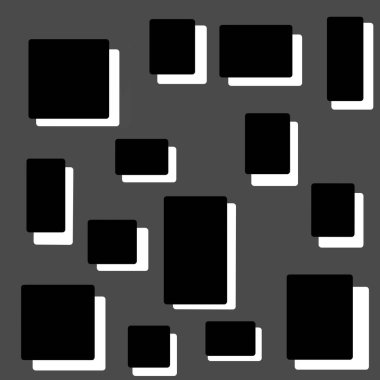 Gri arkaplanda beyaz gölgeler olan siyah dikdörtgenler