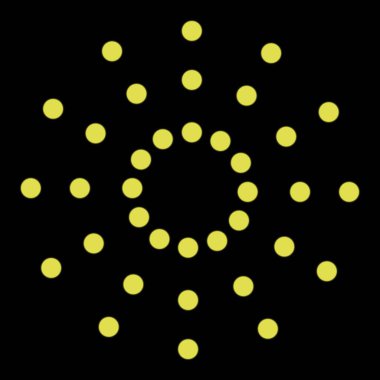 Siyah arkaplan üzerinde basit sarı noktalar daire tasarımı