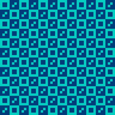 Her karoda bir ya da iki küçük kare bulunan mavi kareli desen