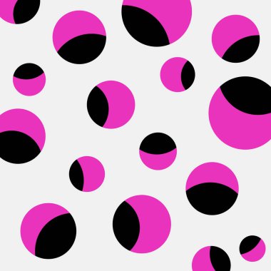 Açık gri arkaplanda pembe ve siyah daireler tasarımı