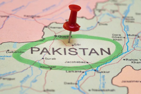 map with a pin in Pakistan, destination
