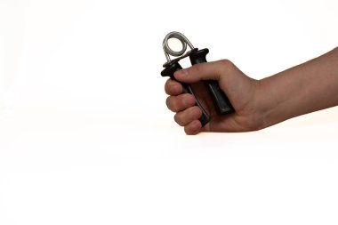 Kopya alanı ile beyaz arkaplanda bir el ele tutuşması