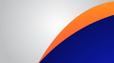 Arkaplan veya sunum gradyanı olan beyaz mavi ve turuncu arkaplan duvar kağıdı tasarımı vektör resmi