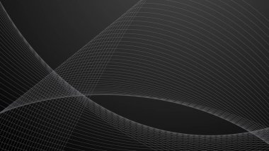 Arkaplan veya sunum için eğri çizgisi olan siyah soyut gradyan duvar kağıdı tasarım vektör resmi