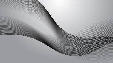 Arkaplan veya duvar kağıdı için eğri çizgi vektör resim çizimi içeren gri soyut arkaplan 