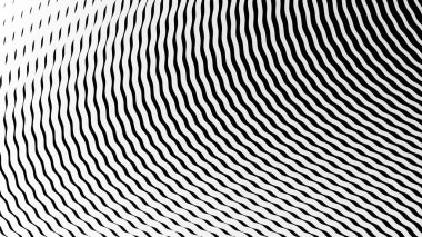 Siyah ve beyaz çizgili dalga deseni arkaplan veya kumaş biçimi için soyut arkaplan