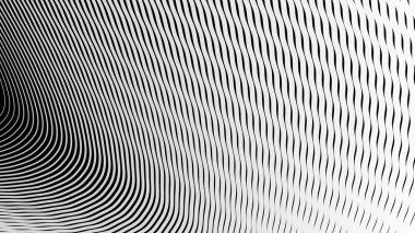 Siyah ve beyaz çizgili dalga deseni arkaplan veya kumaş biçimi için soyut arkaplan