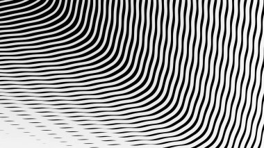 Siyah ve beyaz çizgili dalga deseni arkaplan veya kumaş biçimi için soyut arkaplan