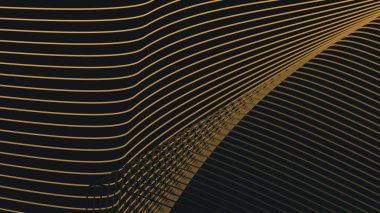 Arkaplan veya sunum için altın eğri çizgileri olan siyah soyut arkaplan