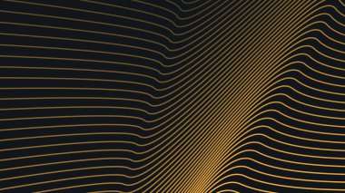 Arkaplan veya sunum için altın eğri çizgileri olan siyah soyut arkaplan