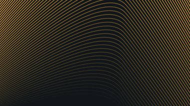 Arkaplan veya sunum için altın eğri çizgileri olan siyah soyut arkaplan