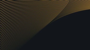 Arkaplan veya sunum için altın eğri çizgileri olan siyah soyut arkaplan