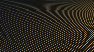 Arkaplan veya sunum için altın eğri çizgileri olan siyah soyut arkaplan