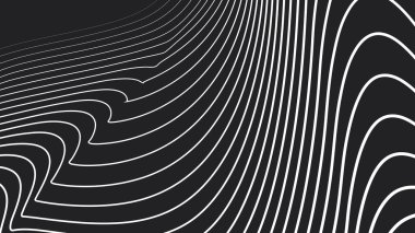 Arkaplan veya kumaş biçimi için siyah ve beyaz çizgi dalga soyut desen arkaplanı