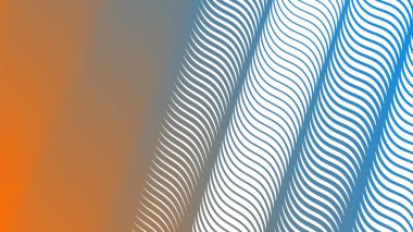 Modern Dijital Tasarım ve Yaratıcı Poster için Orange Blue Stripes Eğri Çizgisi Soyut Arkaplan