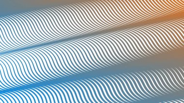 Modern Dijital Tasarım ve Yaratıcı Poster için Orange Blue Stripes Eğri Çizgisi Soyut Arkaplan