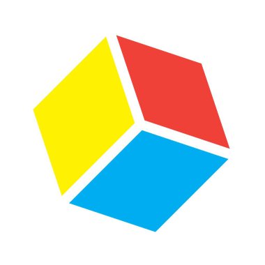 Küp simgesi, küboid blok şekil vektör ögesi çizimi