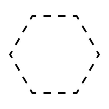 Hexagon symbol dashed shape vector icon for creative graphic design ui element in a pictogram illustration