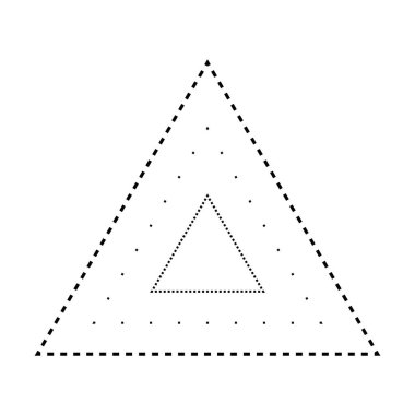 Anaokulu, anaokulu ve Montessori çocukları için vektör illüstrasyonunda hazırlık, çizim ve uygulama faaliyetleri için üçgen şeklindeki kırık çizgi ögesinin izini sürmek
