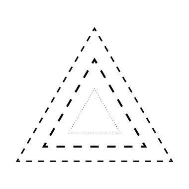 Anaokulu, anaokulu ve Montessori çocukları için vektör illüstrasyonunda hazırlık, çizim ve uygulama faaliyetleri için üçgen şeklindeki kırık çizgi ögesinin izini sürmek