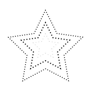 Anaokulu, anaokulu ve Montessori çocuklarının vektör illüstrasyonunda hazırlık, çizim ve uygulama faaliyetleri için yıldız şeklindeki kırık çizgi elementlerinin izini sürmek