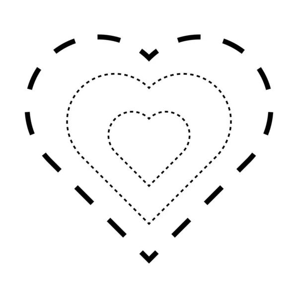Ίχνη Σύμβολο Σχήμα Καρδιάς Διακεκομμένη Και Διάστικτη Σπασμένο Στοιχείο Γραμμή — Διανυσματικό Αρχείο