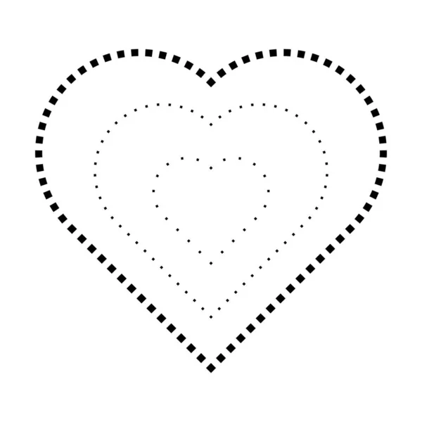 Ίχνη Σύμβολο Σχήμα Καρδιάς Διακεκομμένη Και Διάστικτη Σπασμένο Στοιχείο Γραμμή — Διανυσματικό Αρχείο