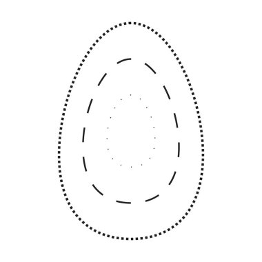 Anaokulu, anaokulu ve Montessori çocuklarının vektör illüstrasyonunda hazırlık, çizim ve alıştırma faaliyetleri için oval şekil sembolü, kesik ve noktalı çizgi elementlerinin izini sürerek