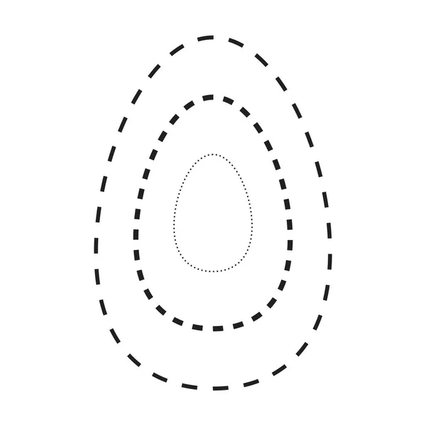 Tracciamento Simbolo Forma Ovale Linea Tratteggiata Tratteggiata Elemento Rotto Bambini — Vettoriale Stock