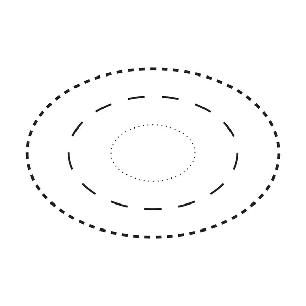 幼稚園 モンテッソーリの子供たちのための楕円形のシンボル 破線と点線の破線の要素をトレースするベクトルのイラスト比率で事前に書き込み 図面や切断練習活動 — ストックベクタ