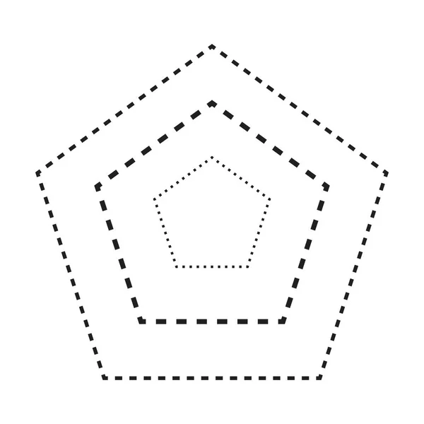 五角形の形のシンボルをトレースし 幼稚園やモンテッソーリの子供たちのための破線と点線の要素は ベクトルイラストで事前に書き込み 描画や切断練習の活動 — ストックベクタ