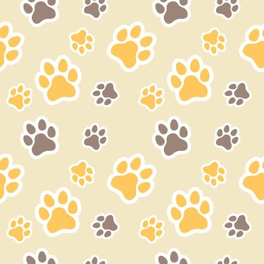 Köpek ve Kedi pençesi desensiz vektör, dijital ve yazılı materyaller için soyut hayvan ayak izi arkaplanı, doku ve duvar kağıdı çizimi