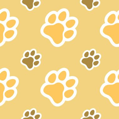 Köpek ve Kedi pençesi desensiz vektör, dijital ve yazılı materyaller için soyut hayvan ayak izi arkaplanı, doku ve duvar kağıdı çizimi