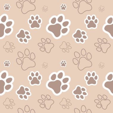 Köpek ve Kedi pençesi desensiz vektör, dijital ve yazılı materyaller için soyut hayvan ayak izi arkaplanı, doku ve duvar kağıdı çizimi