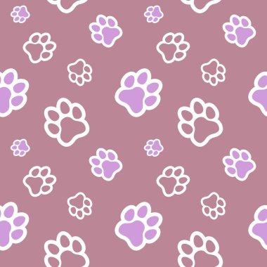 Köpek ve Kedi pençesi desensiz vektör, dijital ve yazılı materyaller için soyut hayvan ayak izi arkaplanı, doku ve duvar kağıdı çizimi