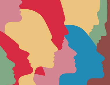 People face silhouette person female profile avatar vector icon in a glyph pictogram illustration