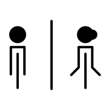 Bathroom sign man and woman toilet and restroom sign symbol in a glyph pictogram illustration