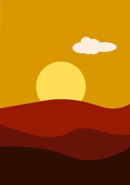 Abstract landscape illustration art modern scenery and contemporary Boho artwork for minimalist background for wall art and decor