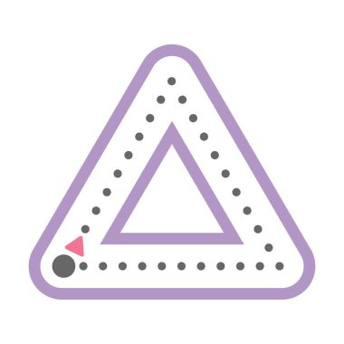 Dotted triangle shape for tracing lines for preschool and kindergarten school kids for math drawing practice