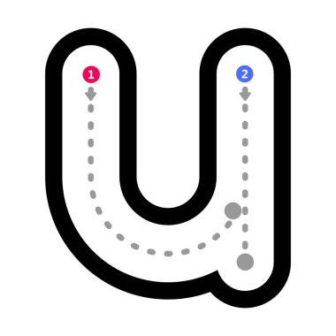 Tracing alphabet letter u lowercase prewriting dotted line element for kindergarten and preschool kids worksheet for handwriting practice activity
