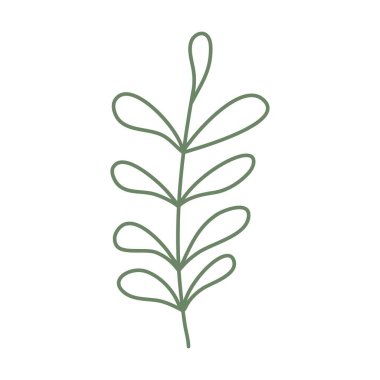 Hand drawn floral plant element, botanical leaves art in a glyph illustration design