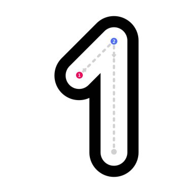 Anaokulu ve anaokulu öğrencileri için el yazısı etkinliği için noktalı matematik çalışma tablosu önyazısının bir numaralı izini sürüyorum 