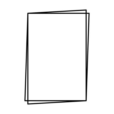 Vektör illüstrasyonunda basit pankart tasarımı için dikdörtgen çerçeve şekil simgesi, dikey dekoratif klasik sınır karalama ögesi.