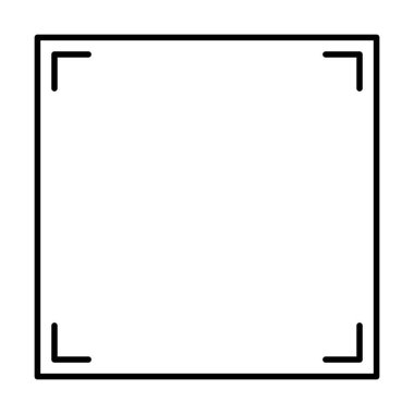 Vektör illüstrasyonunda basit pankart tasarımı için kare çerçeve şekli simgesi, dikey dekoratif klasik sınır karalama ögesi.