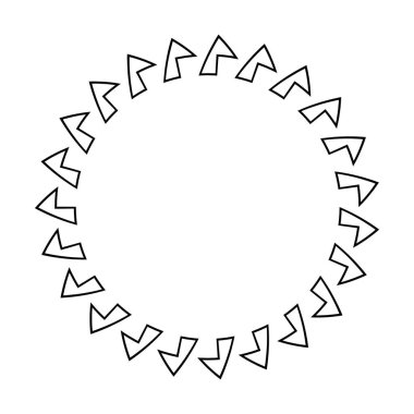 Vektör illüstrasyonunda tasarım için dekoratif klasik karalama ögesi için çember çerçeve yuvarlak sınır tasarım şekli simgesi