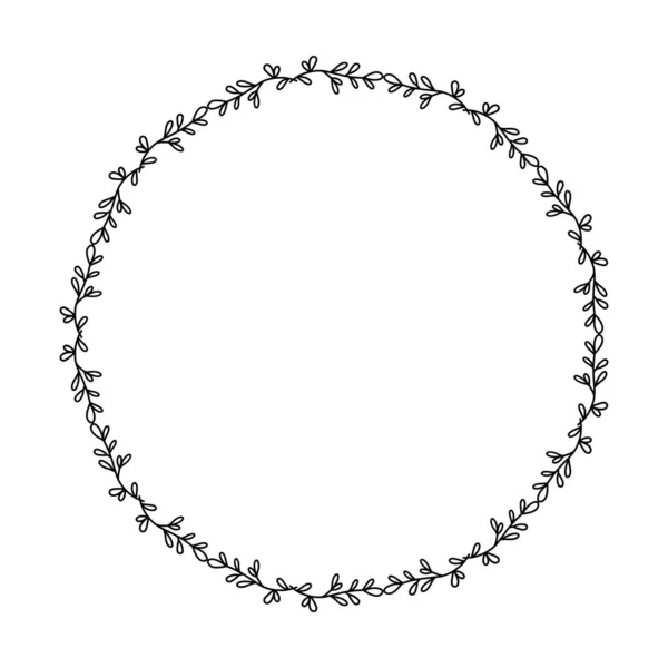 Floral Κύκλο Γύρο Περίγραμμα Λουλούδι Δαχτυλίδι Πλαίσιο Για Διακόσμηση Στολίδι — Διανυσματικό Αρχείο